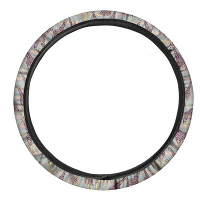 Aztec Giraffe Pattern Print Car Steering Wheel Cover