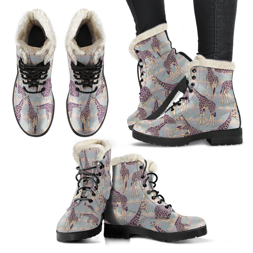 Aztec Giraffe Pattern Print Comfy Boots GearFrost