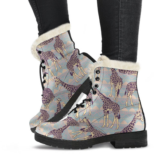 Aztec Giraffe Pattern Print Comfy Boots GearFrost