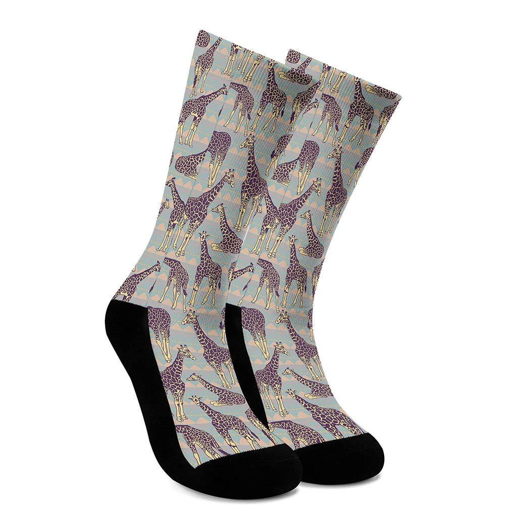 Aztec Giraffe Pattern Print Crew Socks