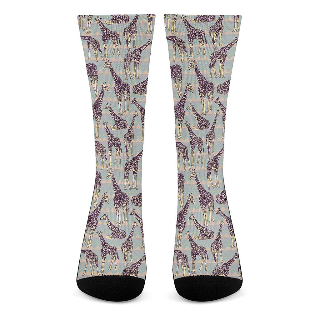 Aztec Giraffe Pattern Print Crew Socks