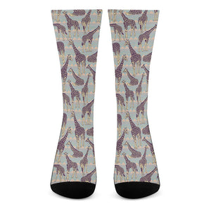 Aztec Giraffe Pattern Print Crew Socks