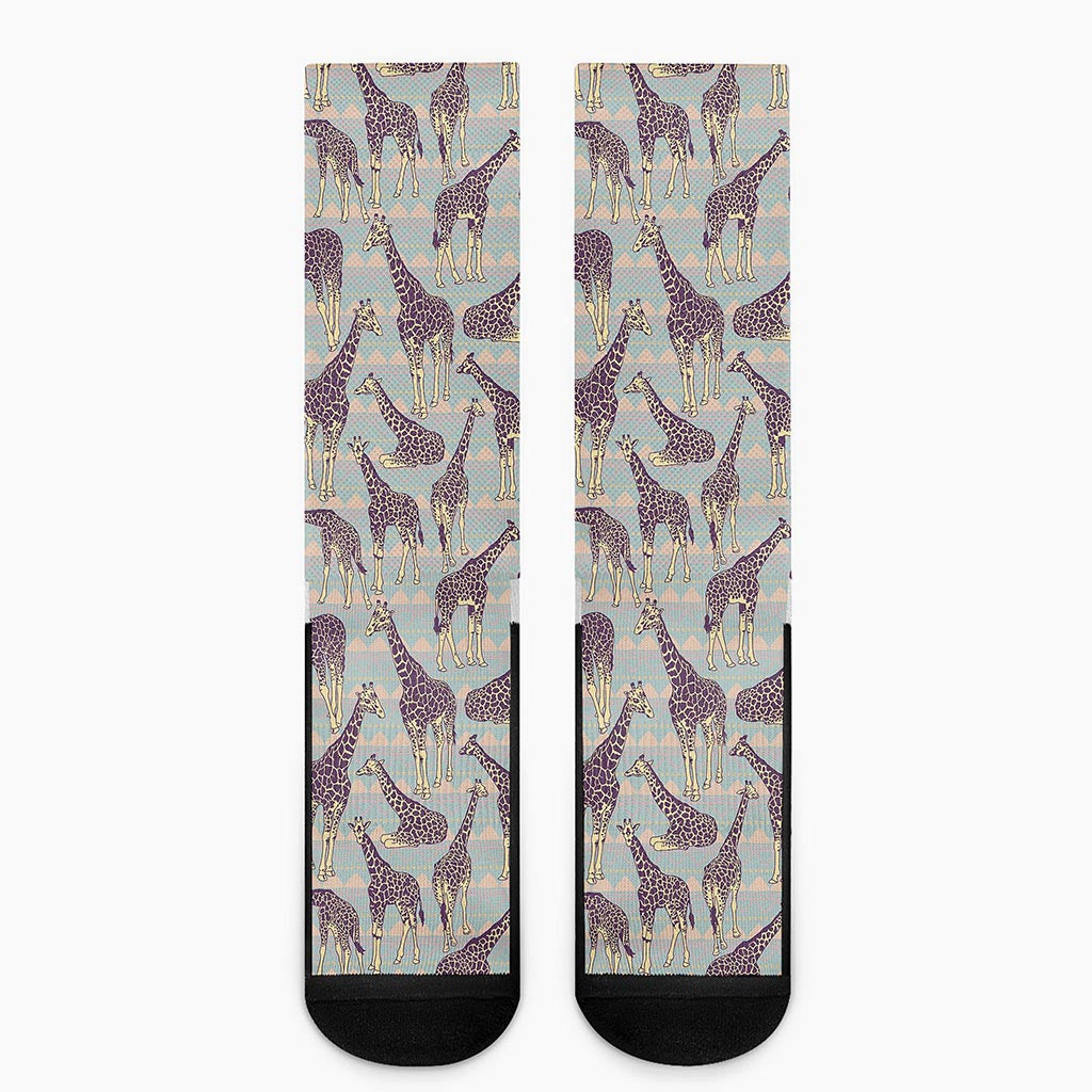 Aztec Giraffe Pattern Print Crew Socks