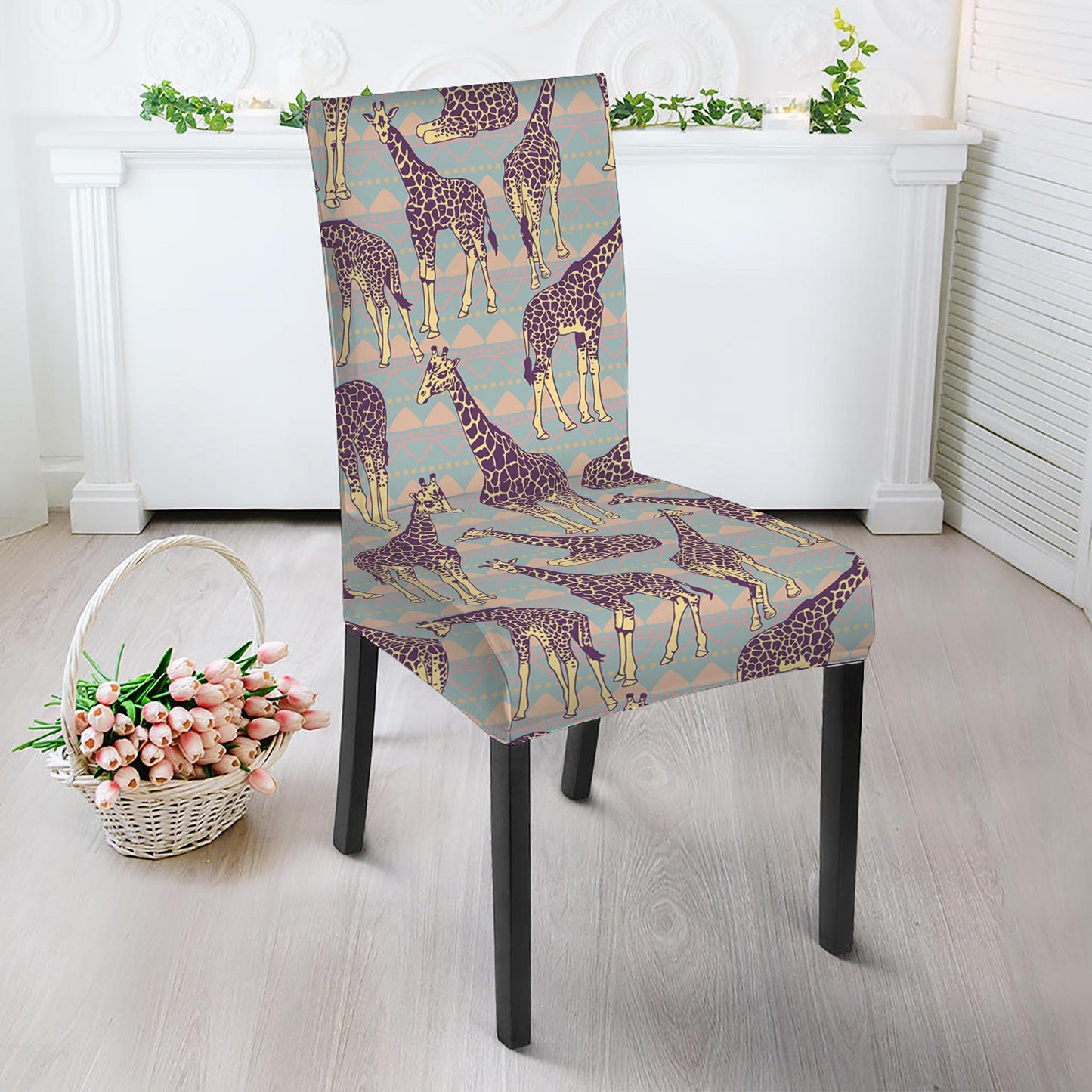 Aztec Giraffe Pattern Print Dining Chair Slipcover