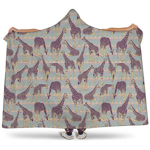 Aztec Giraffe Pattern Print Hooded Blanket