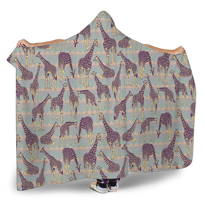 Aztec Giraffe Pattern Print Hooded Blanket