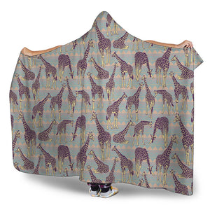 Aztec Giraffe Pattern Print Hooded Blanket