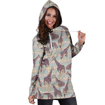 Aztec Giraffe Pattern Print Hoodie Dress GearFrost