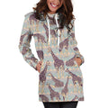 Aztec Giraffe Pattern Print Pullover Hoodie Dress