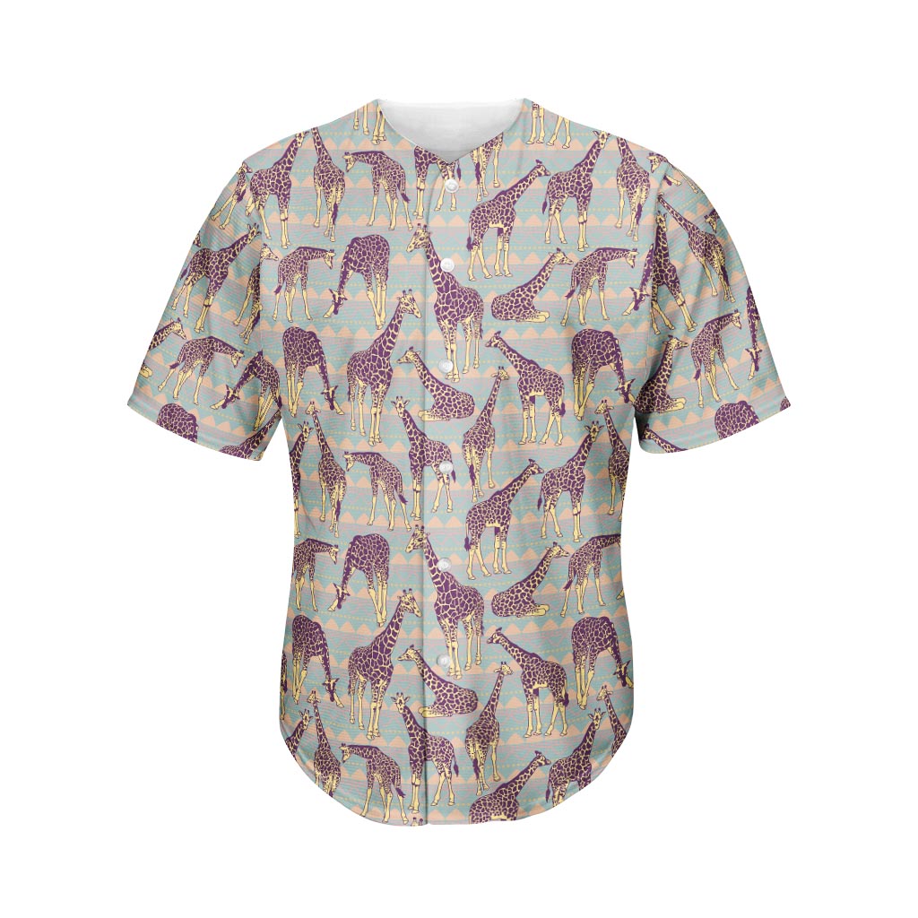 Aztec Giraffe Pattern Print Men's Baseball Jersey