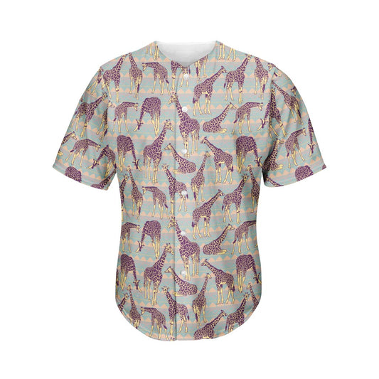 Aztec Giraffe Pattern Print Men's Baseball Jersey