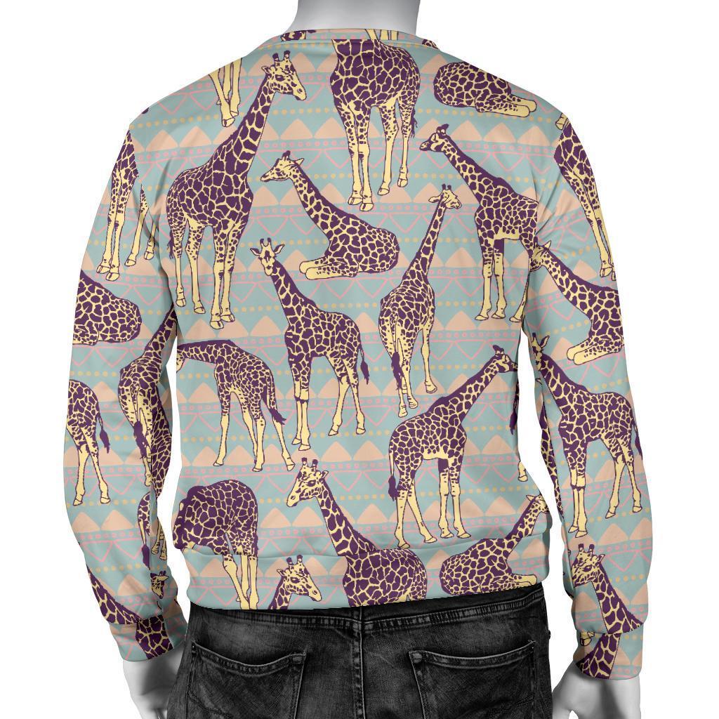 Aztec Giraffe Pattern Print Men's Crewneck Sweatshirt GearFrost