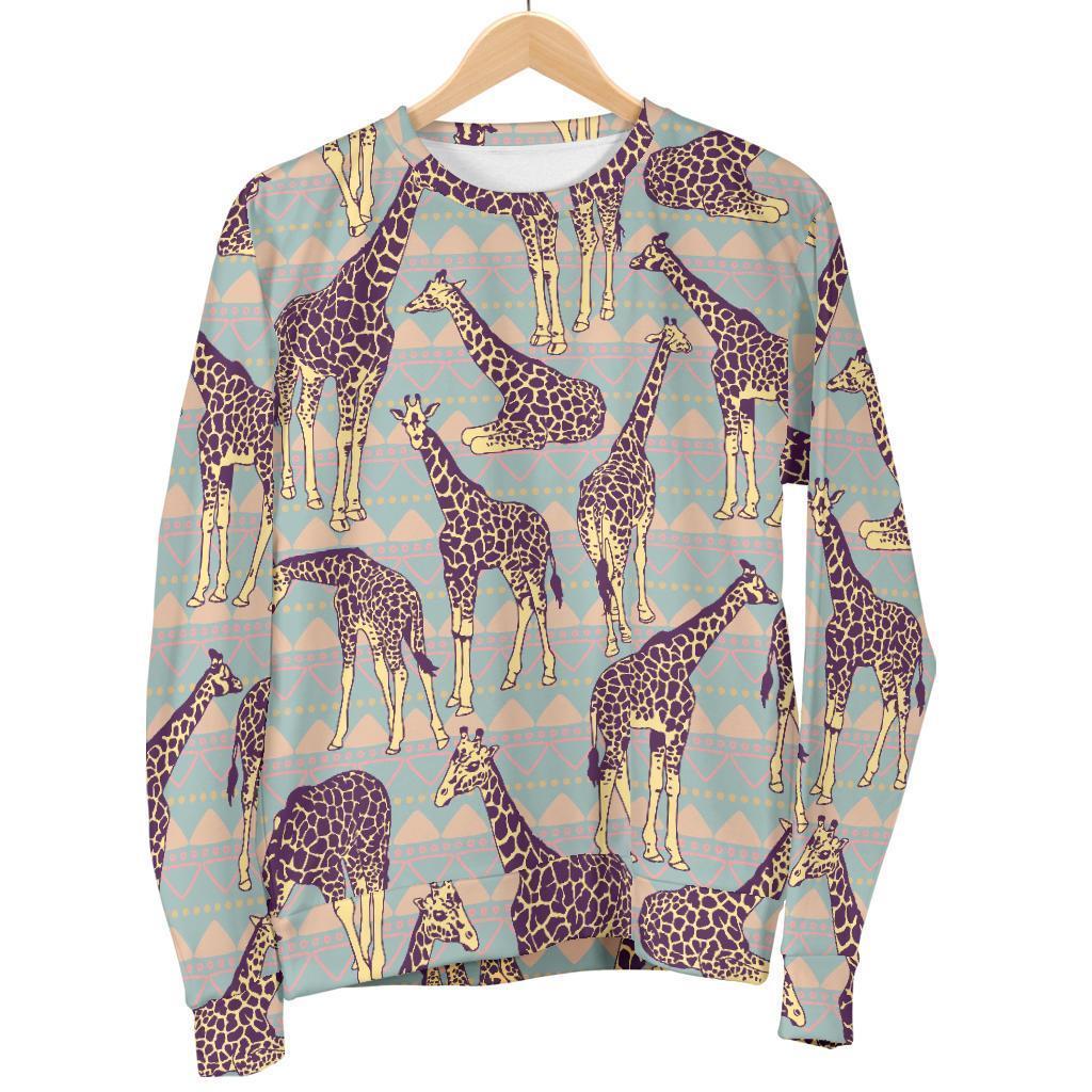 Aztec Giraffe Pattern Print Men's Crewneck Sweatshirt GearFrost