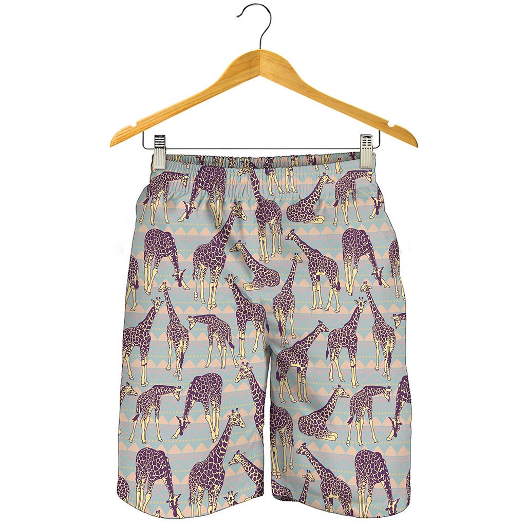 Aztec Giraffe Pattern Print Men's Shorts