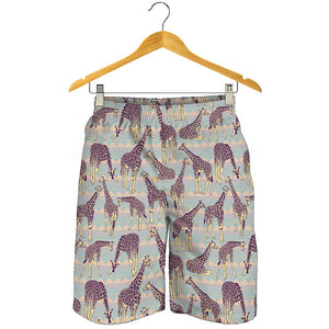 Aztec Giraffe Pattern Print Men's Shorts