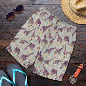 Aztec Giraffe Pattern Print Men's Shorts