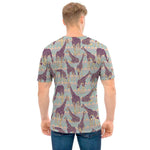 Aztec Giraffe Pattern Print Men's T-Shirt