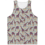 Aztec Giraffe Pattern Print Men's Tank Top