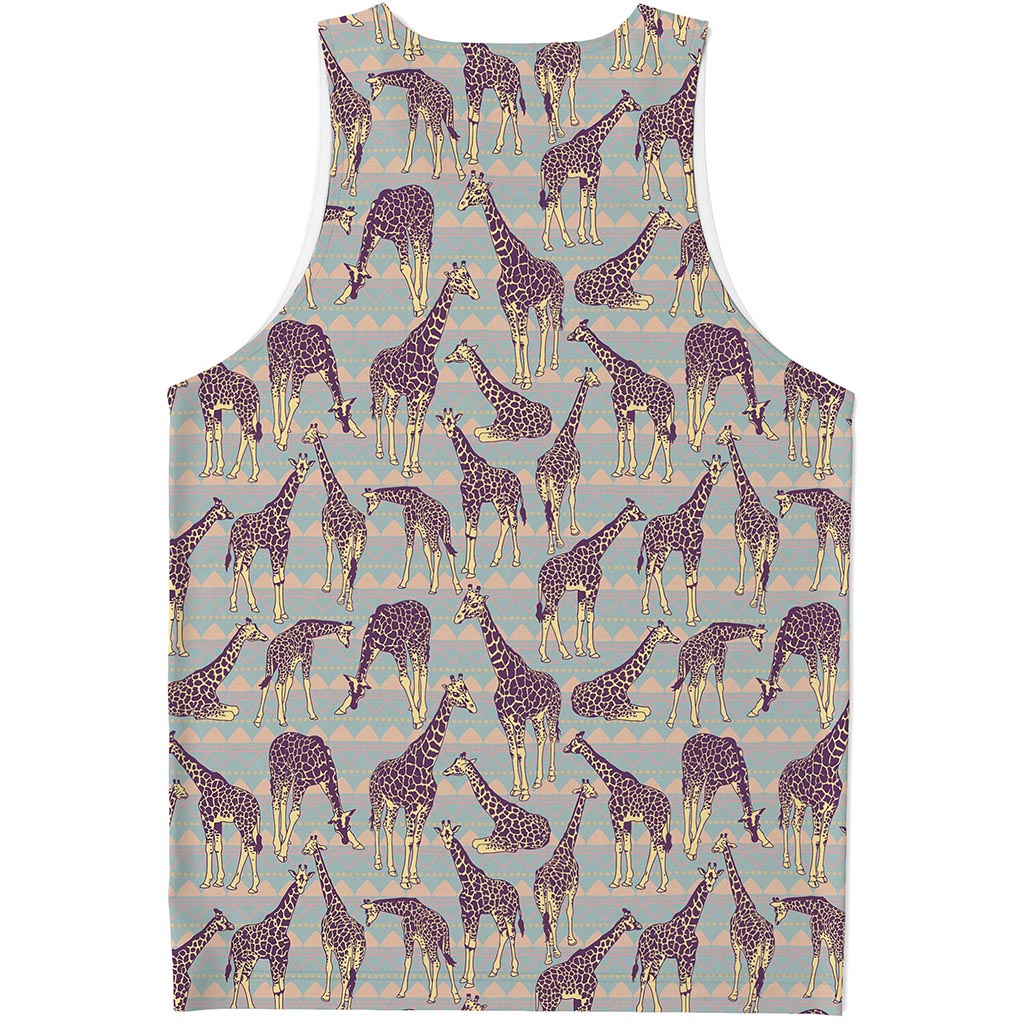 Aztec Giraffe Pattern Print Men's Tank Top