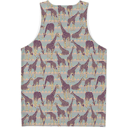 Aztec Giraffe Pattern Print Men's Tank Top