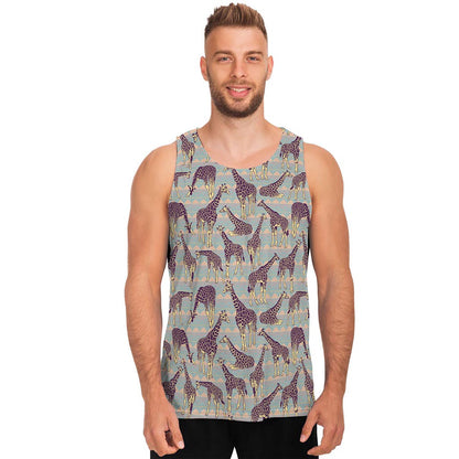 Aztec Giraffe Pattern Print Men's Tank Top