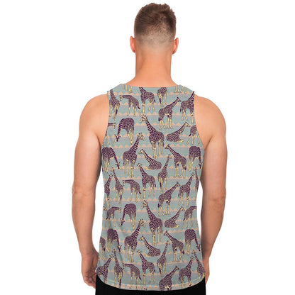 Aztec Giraffe Pattern Print Men's Tank Top