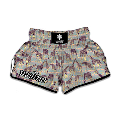 Aztec Giraffe Pattern Print Muay Thai Boxing Shorts