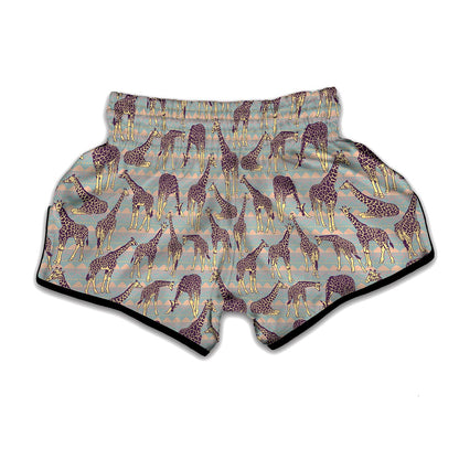 Aztec Giraffe Pattern Print Muay Thai Boxing Shorts
