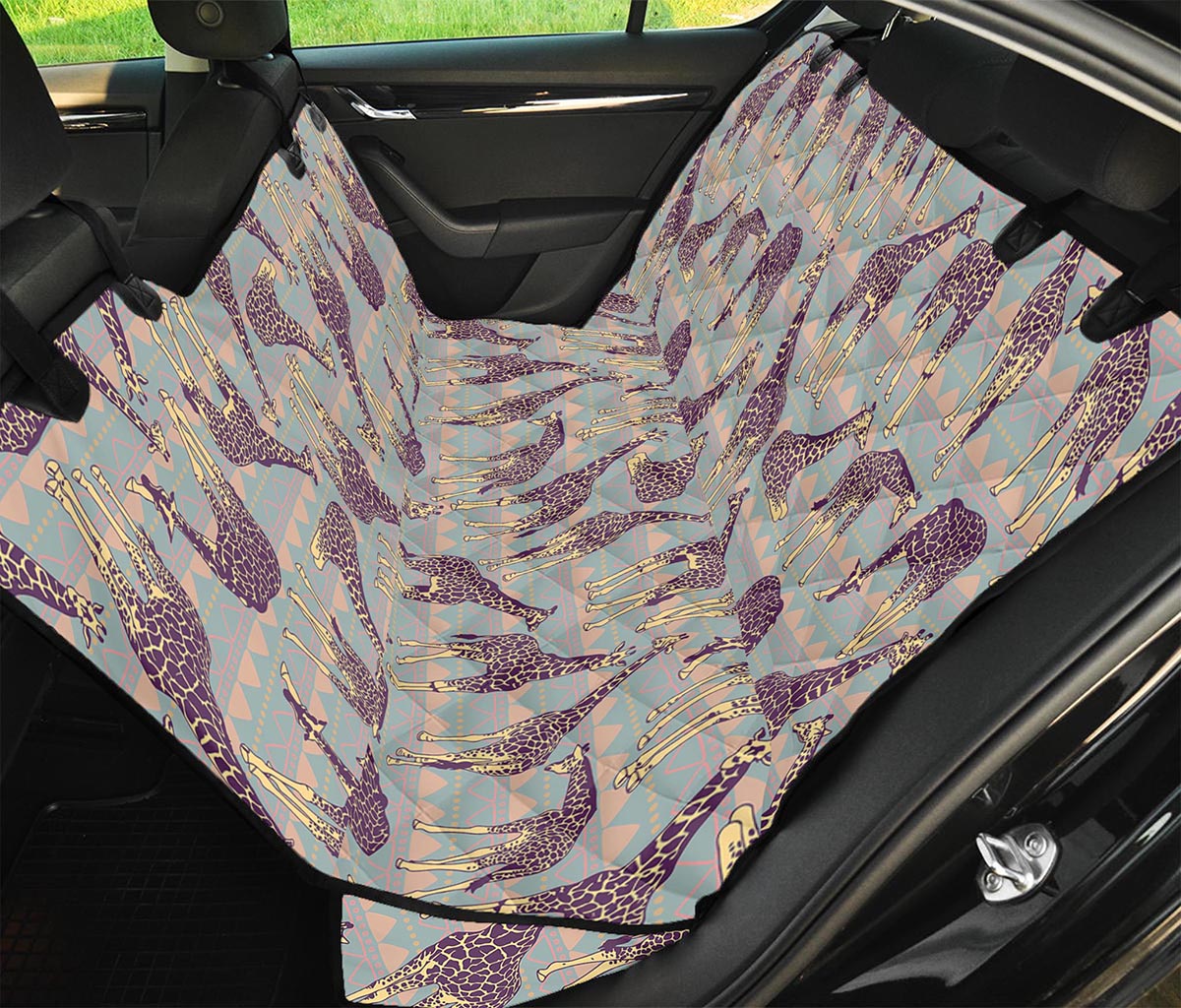 Aztec Giraffe Pattern Print Pet Car Back Seat Cover