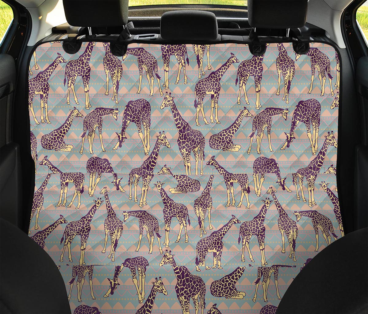 Aztec Giraffe Pattern Print Pet Car Back Seat Cover