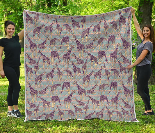 Aztec Giraffe Pattern Print Quilt