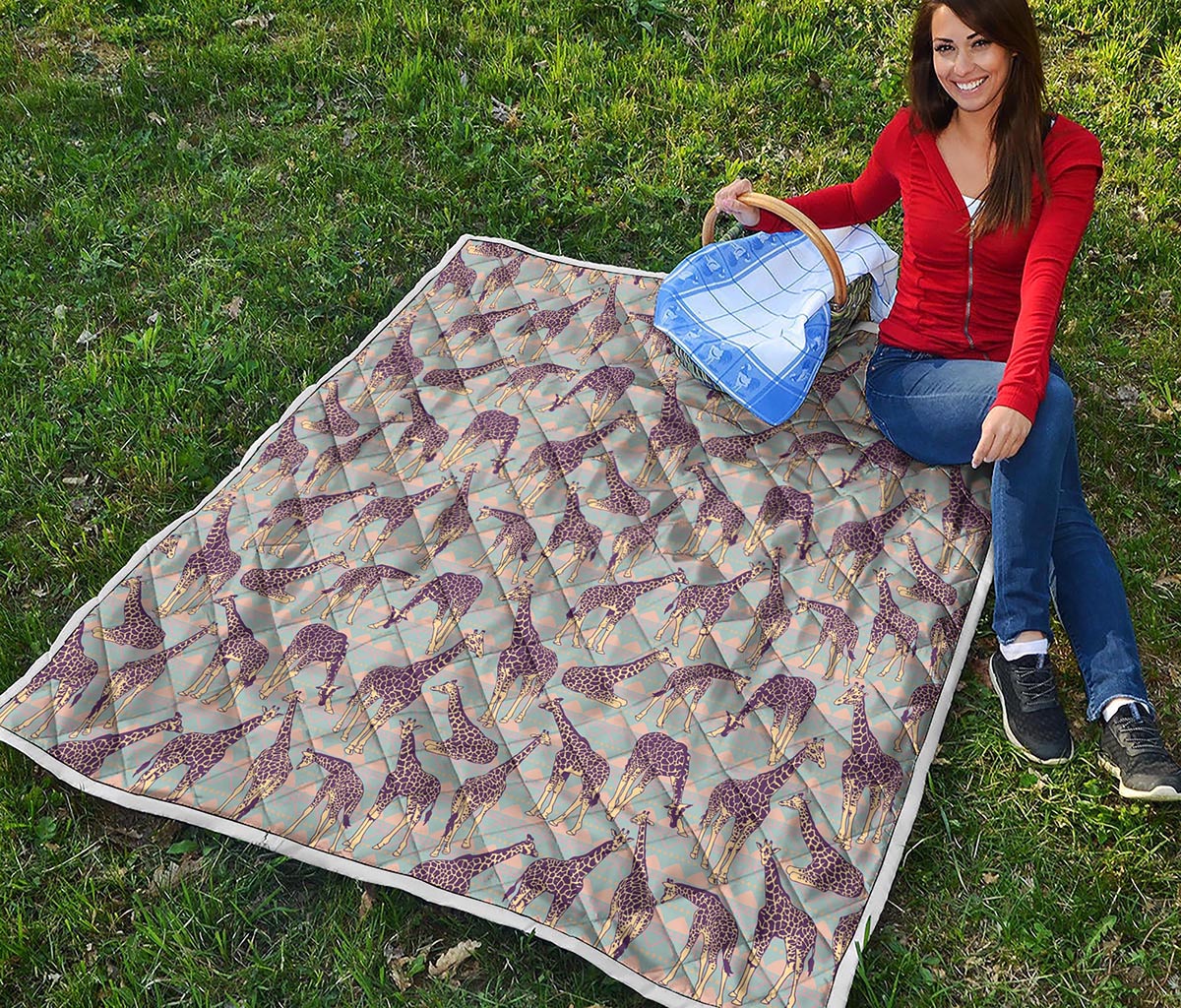 Aztec Giraffe Pattern Print Quilt