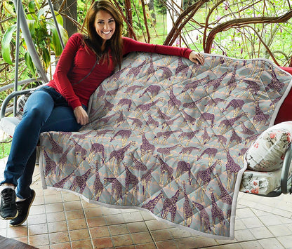 Aztec Giraffe Pattern Print Quilt