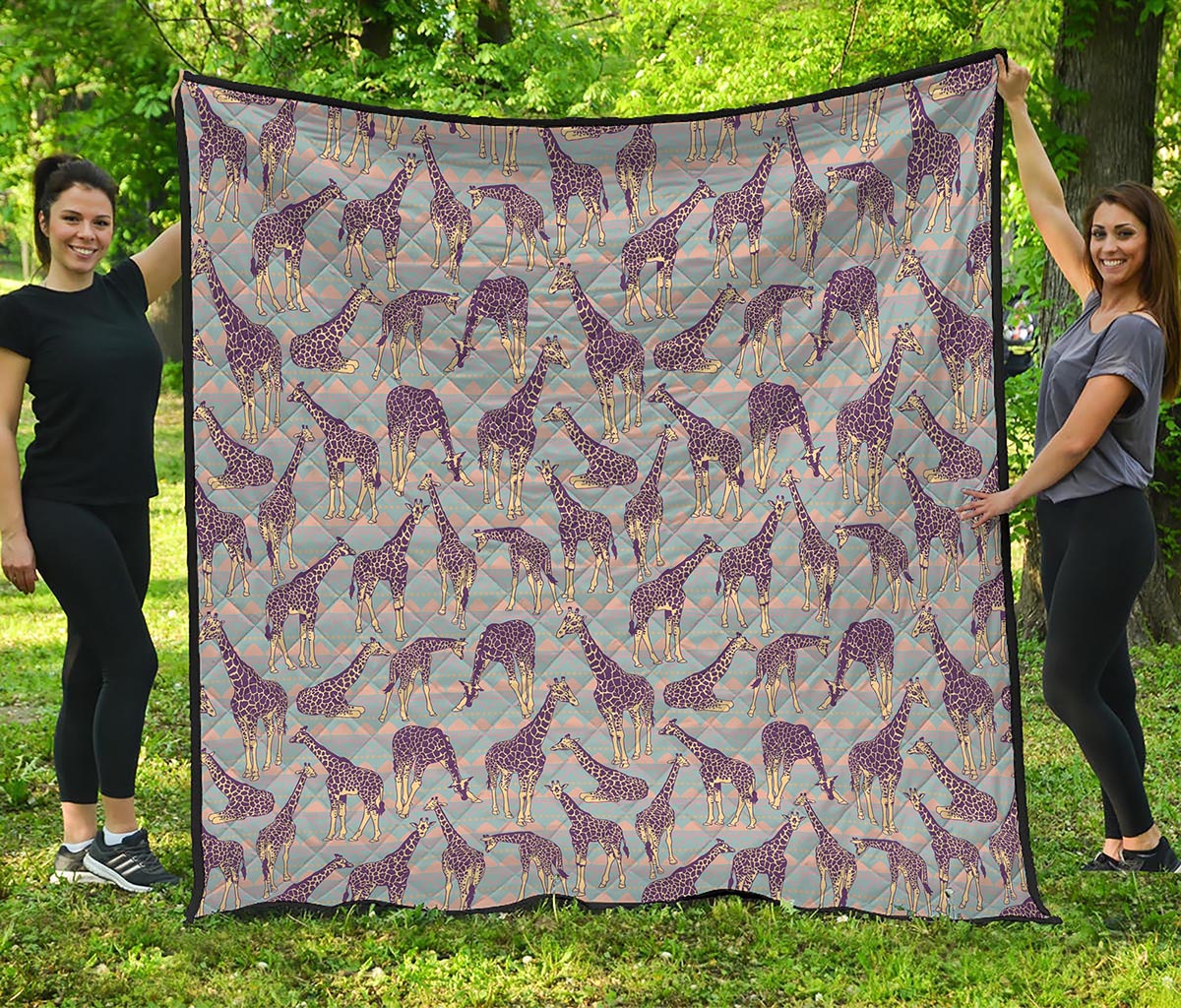 Aztec Giraffe Pattern Print Quilt