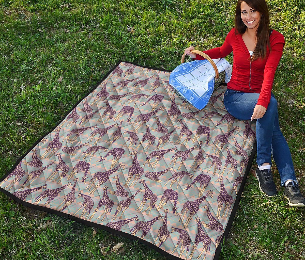 Aztec Giraffe Pattern Print Quilt