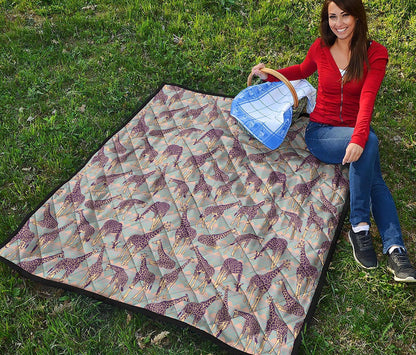 Aztec Giraffe Pattern Print Quilt