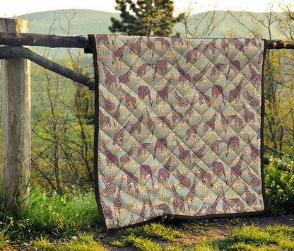 Aztec Giraffe Pattern Print Quilt