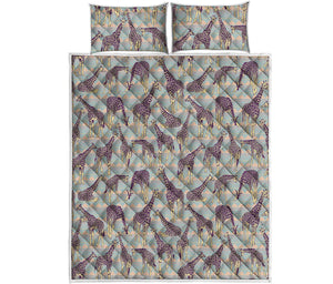 Aztec Giraffe Pattern Print Quilt Bed Set