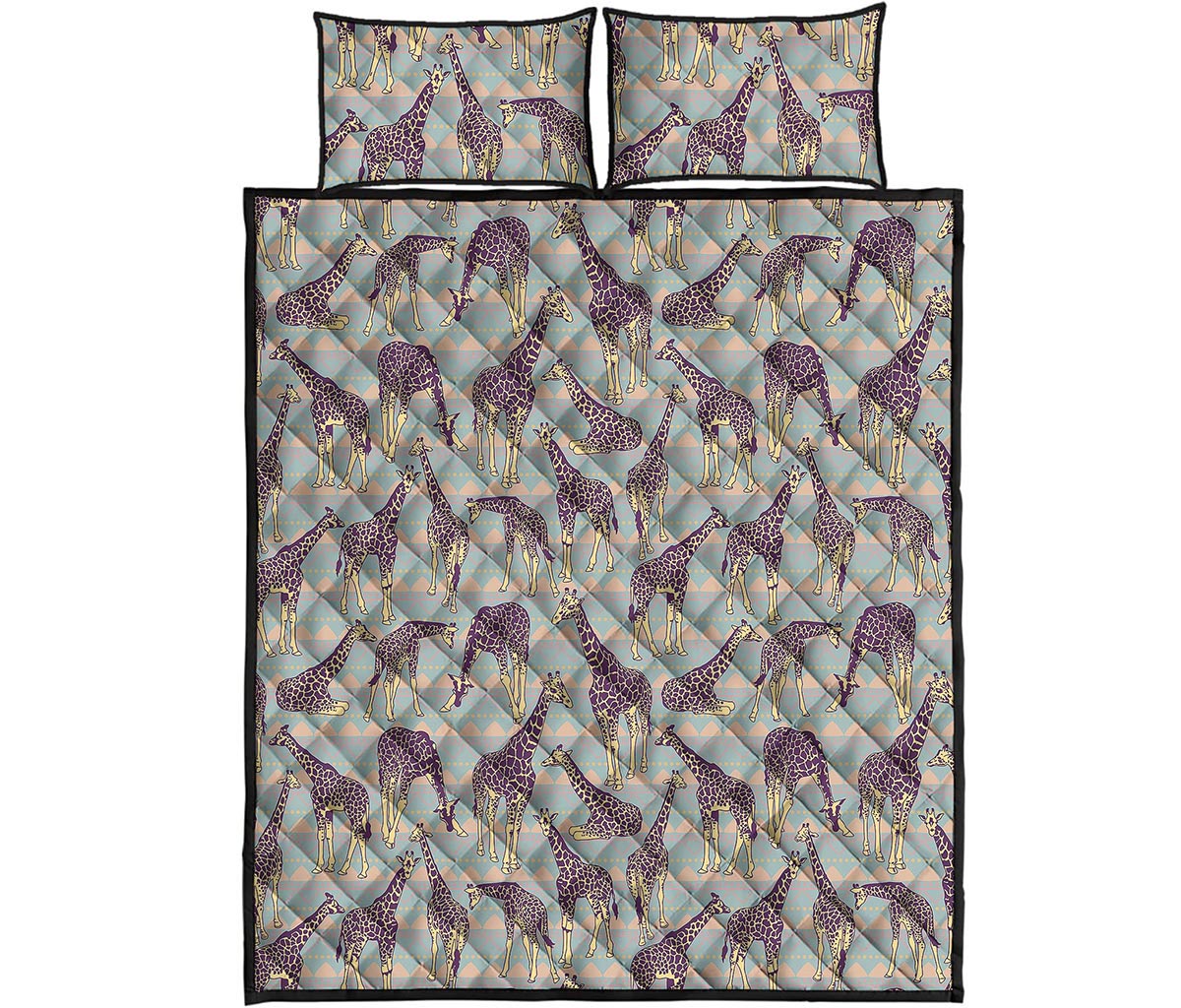 Aztec Giraffe Pattern Print Quilt Bed Set