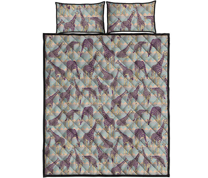 Aztec Giraffe Pattern Print Quilt Bed Set