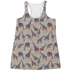 Aztec Giraffe Pattern Print Women's Racerback Tank Top