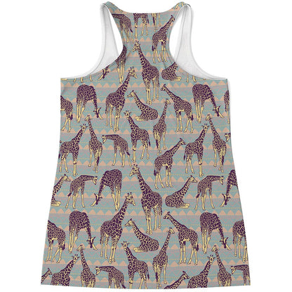 Aztec Giraffe Pattern Print Women's Racerback Tank Top