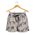 Aztec Giraffe Pattern Print Women's Shorts