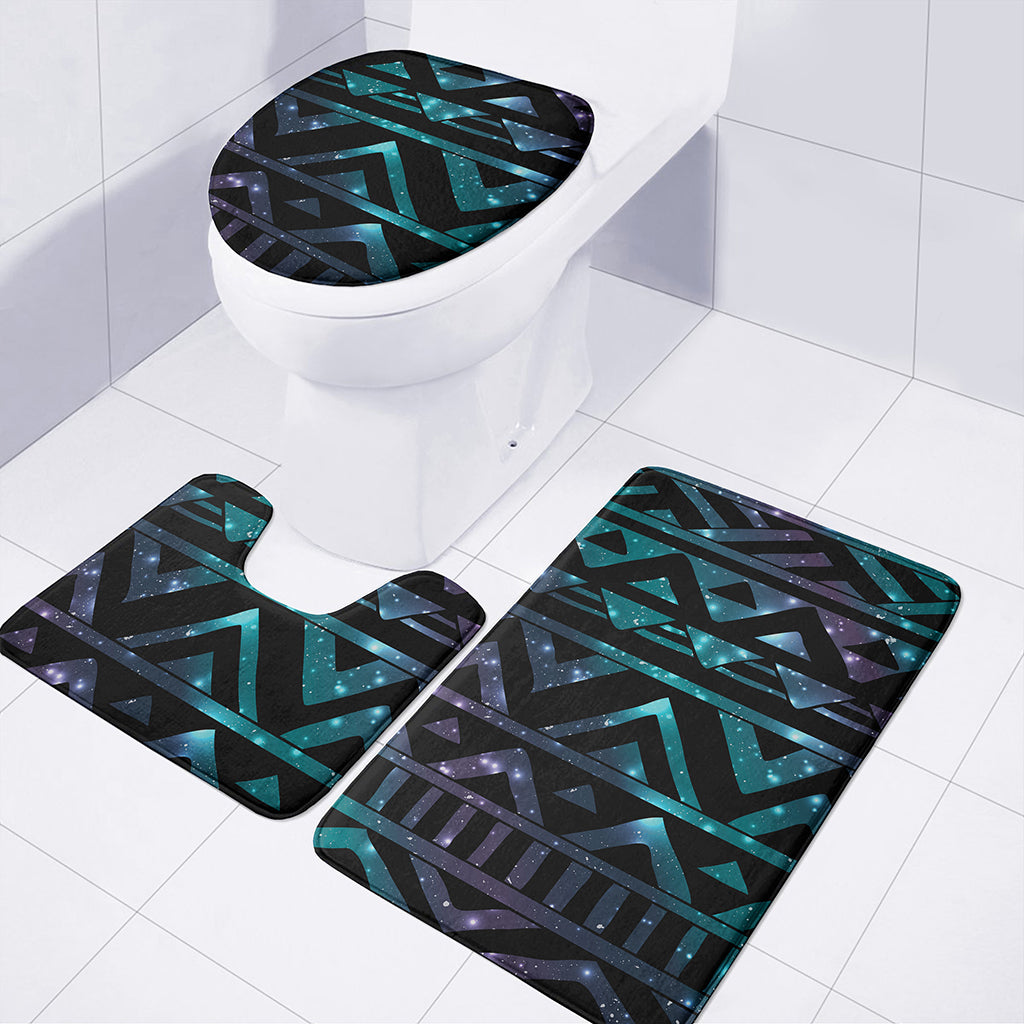 Aztec Tribal Galaxy Pattern Print 3 Piece Bath Mat Set