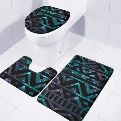Aztec Tribal Galaxy Pattern Print 3 Piece Bath Mat Set