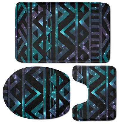 Aztec Tribal Galaxy Pattern Print 3 Piece Bath Mat Set