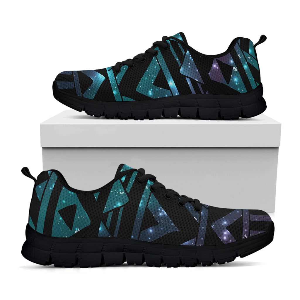 Aztec Tribal Galaxy Pattern Print Black Sneakers