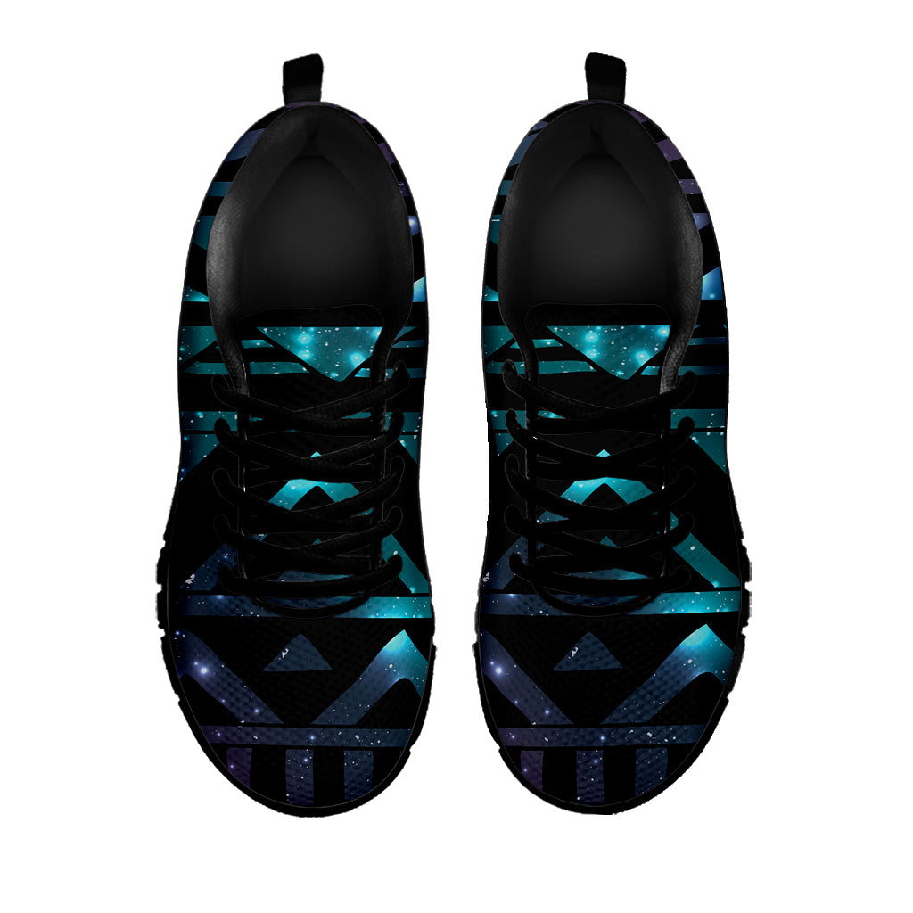 Aztec Tribal Galaxy Pattern Print Black Sneakers