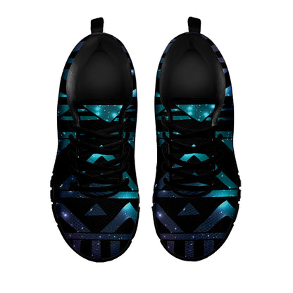 Aztec Tribal Galaxy Pattern Print Black Sneakers