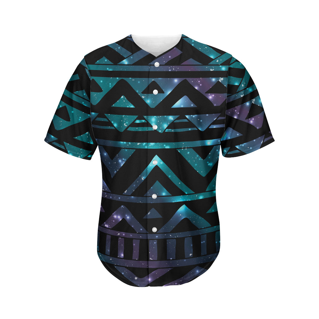 Aztec Tribal Galaxy Pattern Print Men's Baseball Jersey